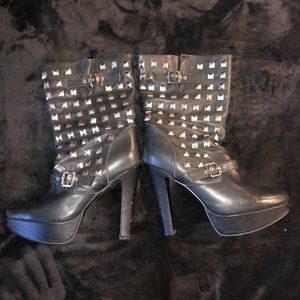 Black studded platform boots size 10